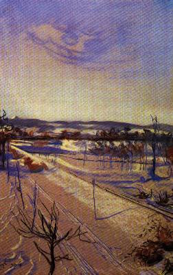Widok na Kopiec Kociuszki, grudzie 1904, pastel, 94,7 x 62 cm